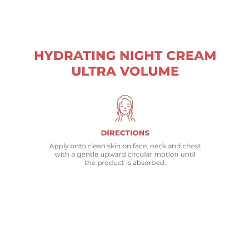 Dermaglos Ultra Volume Anti-Aging Night Cream with Hyaluronic Acid, Collagen and Niacinamide, Hydrating and Firming Face Moisturizer, Improves the Appearance of Wrinkles & Skin Volume, 1.76 Oz