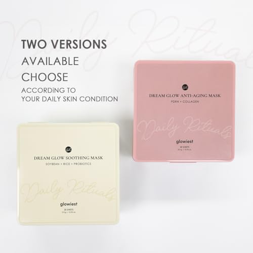 Glowiest Dream Glow Soothing Sheet Mask Set - Soybean + Rice + Probiotics, Hydrating & Calming for Sensitive Skin