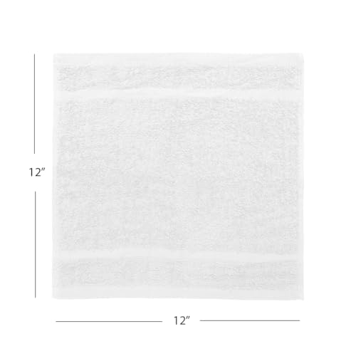 Avalon Towels Cotton Washcloths ? (Pack of 72) Size 12x12 Inches, 100% Ring Spun Cotton, Soft & Absorbent Face Towels, Gym Towels, Hotel and Spa Quality, Reusable Fingertip Towels (White)