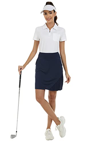 X-Large Women's 20 Inch Knee Length Golf Skorts with 4 Pockets - Navy Summer Athletic Skirt