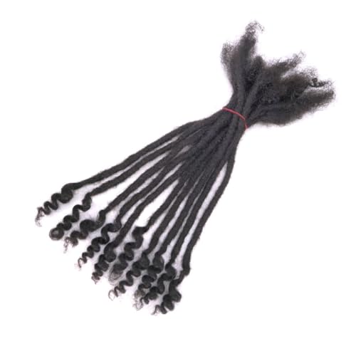 12 Inch Human Hair Dreadlocks Extensions Curly End - Natural Black, 0.6cm Thickness