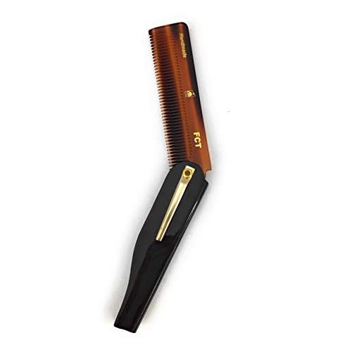 GENTS Handmade Portable Mustache Beard Comb Set - 2 Pocket Sized Foldable Fine Tooth Grooming Combs