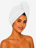 Elizabeth Roberts White Cotton Hair Towel Wrap Turban for All Hair Types