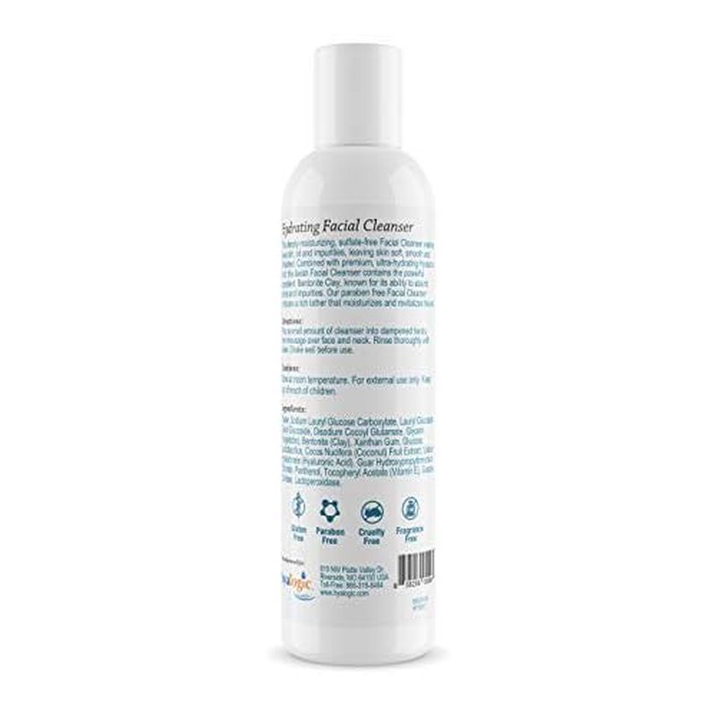 Hyalogic HA Face Wash, Hyaluronic Acid Facial Cleanser ? Moisturizing, Paraben-Free Daily Face Scrub with Bentonite Clay ? Get Youthful, Glowing Skin Naturally! (8 oz)