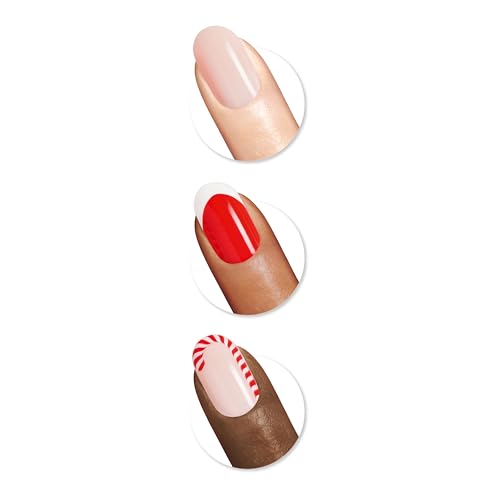 Sally Hansen Salon Effects Perfect Manicure Press-On Nails | Easy to Apply, Non-Damaging | 24 Nails, Adhesive Tabs, File & Alcohol Pad Included | Holiday - Santa Sweetie