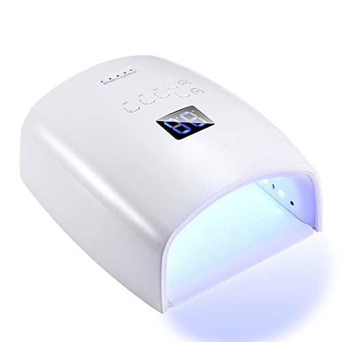 Rechargeable Cordless UV LED Nail Lamp - White, 48W Upgraded Nail Dryer with Smart Sensor