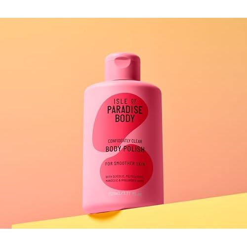 Isle of Paradise Confidently Clear Body Polish - For Clearer, Smoother Skin - Hydrating, Exfoliating Body Scrub with Glycolic, Polyglutamic, Mandelic, and Hyaluronic Acids - 7.77 fl. oz