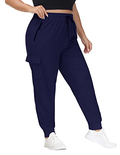 SEKINO Women's Plus Size Navy Cargo Pants - Lightweight Quick Dry Hiking Joggers 3X