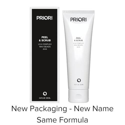 Priori Skincare Peel and Scrub for Face and Body - Lactic Acid Retinol Vitamin C, E At-Home Microdermabrasion Anti-Irritant Dermatologist Tested