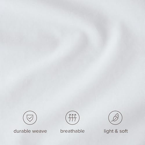 Bare Home Organic Cotton Percale Duvet Cover Set Twin XL White No Comforter - 100% Organic