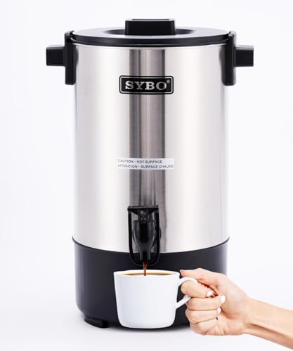 40-Cup Commercial Stainless Steel Coffee & Hot Water Urn - 6L, Metallic - Variation of THIS listing