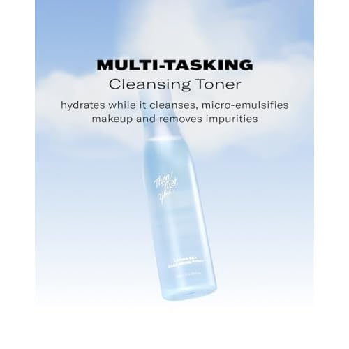 Then I Met You Living Sea Cleansing Tonic, Face Toner & Makeup Remover Micellar Water with Deep Sea Water, Papaya Enzymes & Licorice Root, Vegan & Clean Skincare, 6.08 oz