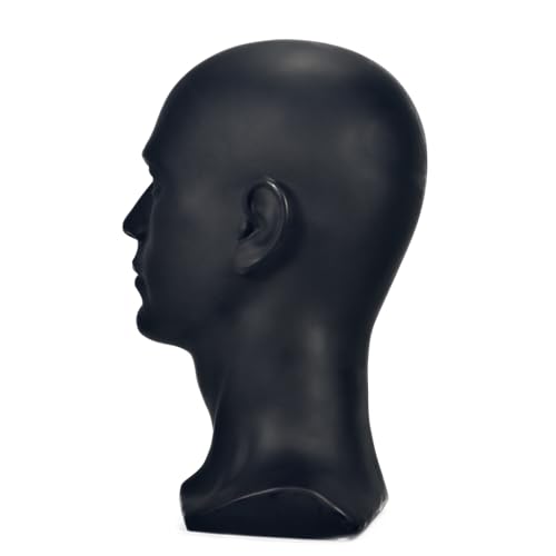 CAZSYSDD L30YH-PVC Black Male Mannequin Head for Display Hat Wigs Glasses