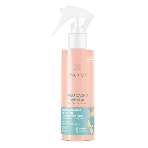 INOAR Meu Cacho Meu Crush Curl Activator with Plant-Based Collagen & Vitamin E for Enhanced Curl Definition & Hydration, 6.7 fl.oz