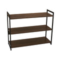 Walnut Wide 3-Shelf Open Bookshelf - Mid Century Modern Storage