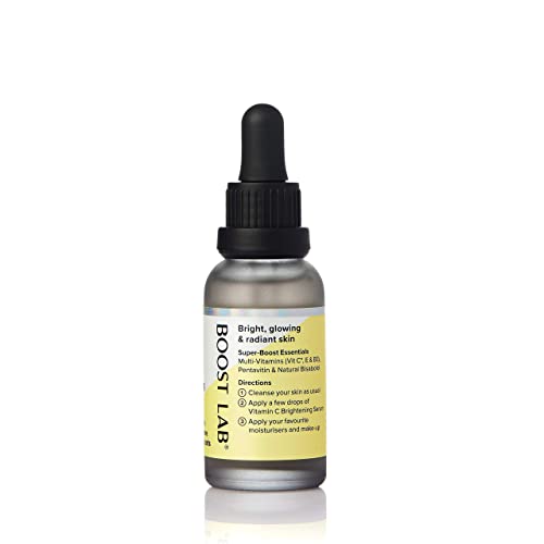 BOOST LAB Vitamin C Brightening Serum for Men & Women Radiant Skin & Face? Evens Skin Tone, Clear Dark Facial Spots- Simple, Pure & Potent- Paraben, Sulphate, Fragrance & Cruelty Free- 30 ml (1 fl oz)