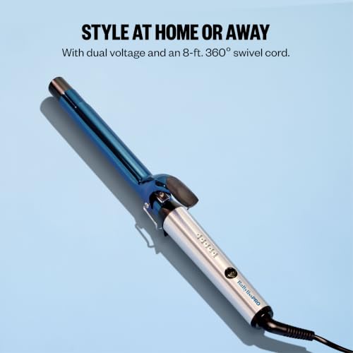 BaBylissPRO Nano Titanium 1 Inch Curling Iron with Long Blue Barrel for Long Hair