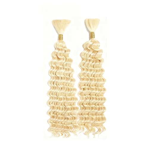 Human Braiding Hair - Deep Curly Wave Bulk 20 Inch #613 Blonde 100g Variation of #613 Color / 20/100g
