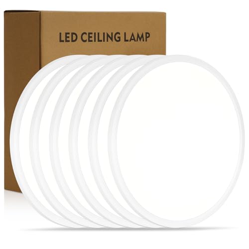 ROVEXO White 14.9 Inch LED Flush Mount Ceiling Light 5CCT 32W 3343LM 6 Pack