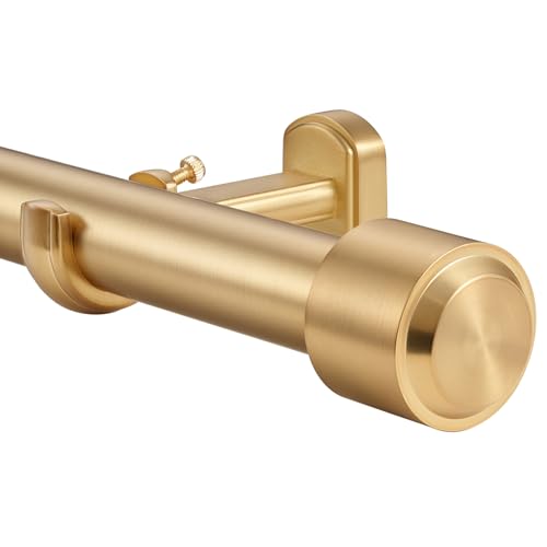 Heavy Duty Extendable Curtain Rod 1 1/8 Inch Diameter - Warm Gold, 144-240 Inches