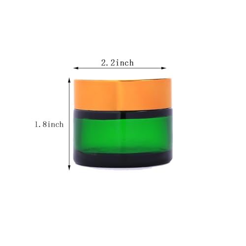 OverNews 2oz Glass Jar Travel Size, 45PCS Empty Cosmetic Lotion Container with Black Lid & Spatula, Small Mini Jar for Beauty (Green)
