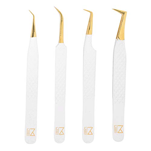 M LASH Tweezers, Eyelash Extensions Set of 4 | White