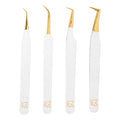 M LASH Tweezers, Eyelash Extensions Set of 4 | White