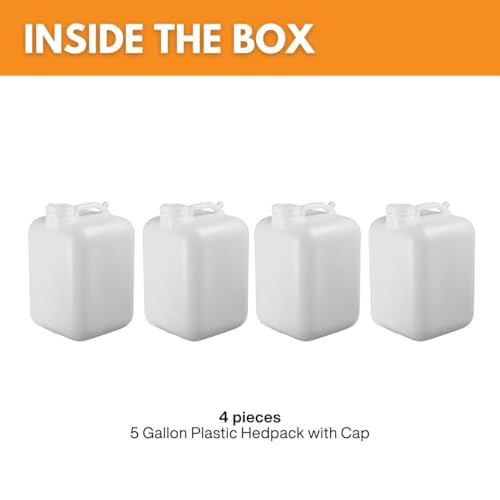 FastRack 5 Gallon Water Jug (Pack of 4) | BPA-Free, Food-Grade, and Leak-Proof | White Water Container | Ideal for Brewing, Fermentation, or Storage