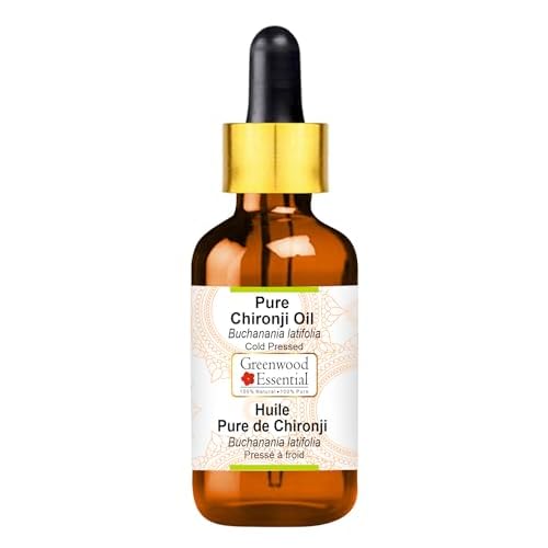 Greenwood Essential Chironji Oil (Buchanania latifolia) with Glass Dropper | Cold Pressed | Natural | Undiluted | For Diluting Essential Oils | For Skin & Massage | Men & Women | 10ml (0.33 oz)
