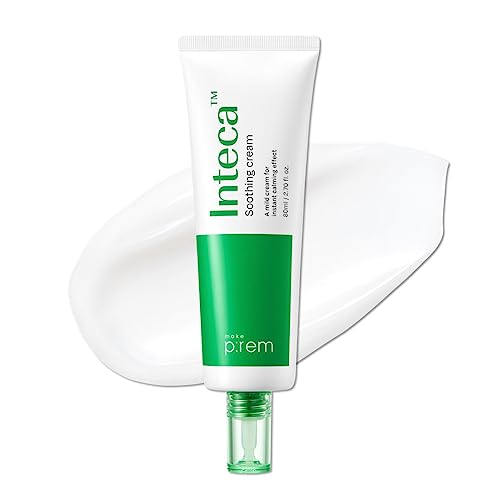 MAKE P:REM INTECA Soothing Cream, Quick Calming Facial Cream with Advanced CICA for Acne-Prone Skin, All Skin Types, EVE VEGAN, Korean Skin Care, 2.70 fl.oz., 80ml