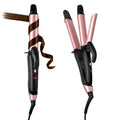 2-in-1 Travel Hair Curling Flat Iron - Dual Voltage Rose Gold