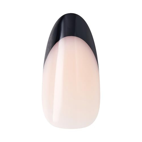 KISS CORE French French Tip Press On Nails, Full of Fun, Black, Medium, 32 Count