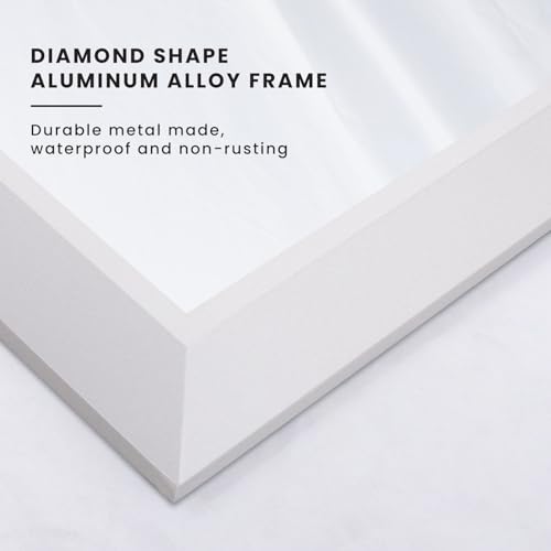 24x30 Inch Wall-Mounted Bathroom Mirror with White Metal Frame - Amorho Variation of White / 30"L x 24"W