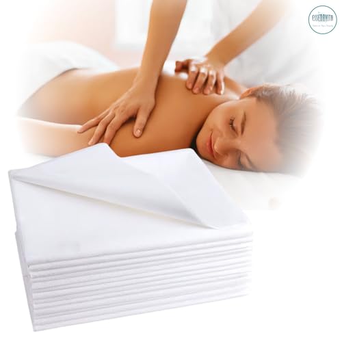Disposable Non-Woven Bed Sheets Pre-Cut 40"x78" White Sheets for Salon, Spa, Tattoo, Lash & Beauty