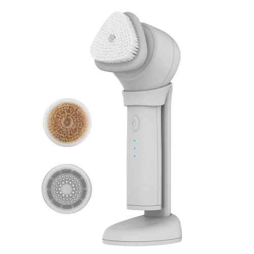 Facial Cleansing Brush Kit with 3 Interchangeable Attachments - Reusable, Waterproof, for All Skin Types