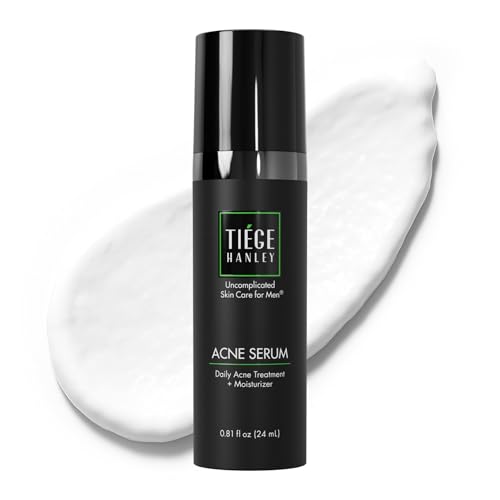 Tiege Hanley Acne Serum for Men, Facial Serum with Salicylic Acid, Granactive Complex & Tea Tree Oil for Blackheads, Visible Pores & Uneven Tone, Moisturizer for Oily Skin, Men¡¯s Skin Care, 0.8 fl oz