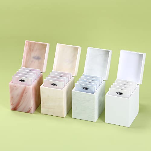 5-Layer Acrylic Eyelash Storage Box with 5 Pallets - Pink Marble Organizer for False Eyelash Display