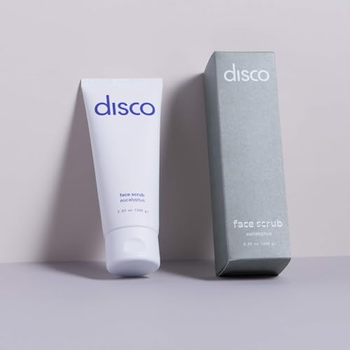 Disco Men¡¯s Renewing Face Scrub ? Natural & Organic Deep Exfoliating Cleanser & Pre Shave Wash, Soften, Remove Blackheads & Ingrown Hair, Eucalyptus, Paraben-Free with Coffee Extract, AHA & BHA, 2oz