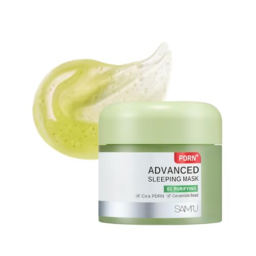 SAM'U PDRN Advanced Sleeping Mask for Purifying, Hydrating Korean Overnight Mask with Cica PDRN & Ceramide Bead for Bright Korean Glass Skin, Soothing Night Moisturizer 70mL / 2.36 fl. oz