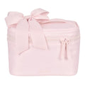 Pink Makeup Bag with Zipper & Bow - Travel Cosmetic Organizer