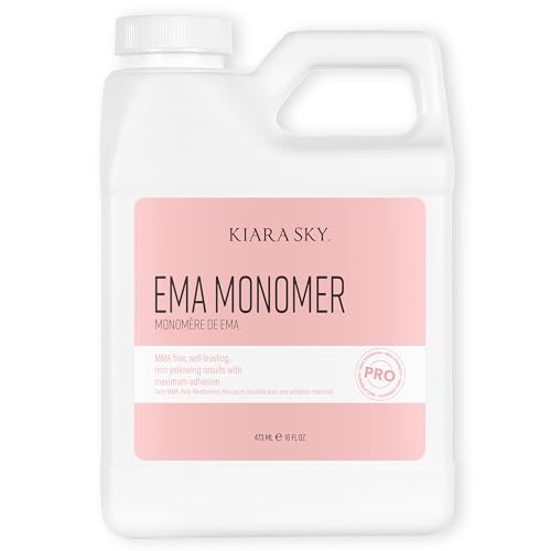 Kiara Sky EMA Liquid Monomer for Nails 16 Fl Oz - Self-Leveling & Non-Yellowing
