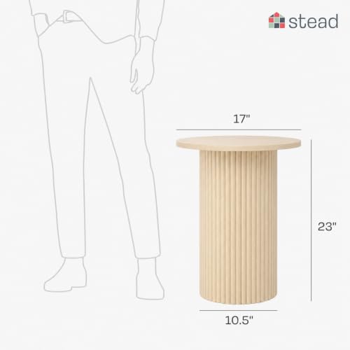 Stead Round Fluted Oak Side Table - Compact Modern Accent Piece