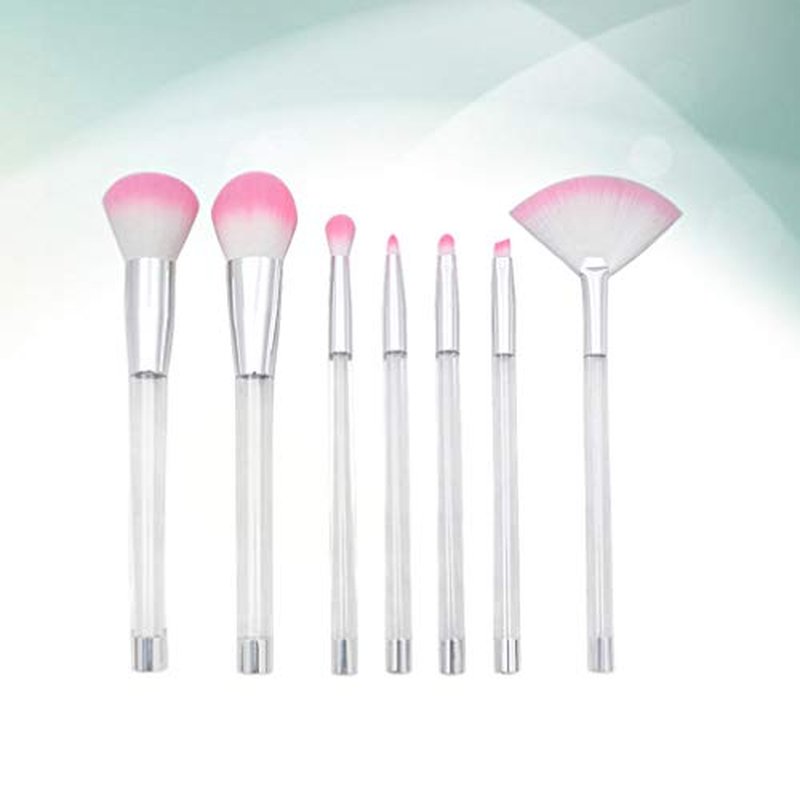 minkissy Transparent Makeup Brush Set with 7 Diy Empty Tube Handles Clear Cosmetic Brush Kit for Professional and Everyday Use 6.69 Inch