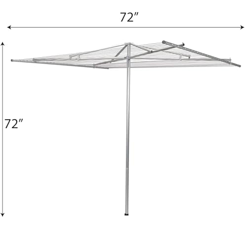 Outdoor Umbrella Drying Rack with 30 Vinyl Lines - Aluminum, 84x72x72 Inches, Silver, Variation of THIS listing