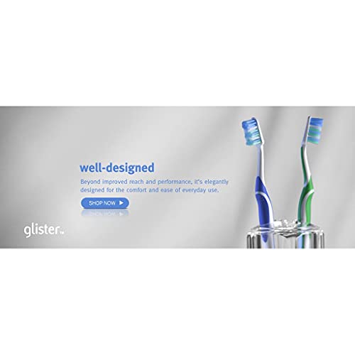 Glister Advanced Toothbrush Pack - Soft & Medium Bristles, Flexible Neck, Tapered Head, 4 Pack