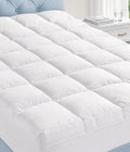 Queen Cotton Mattress Topper - Extra Thick Pillow Top Bed Pad
