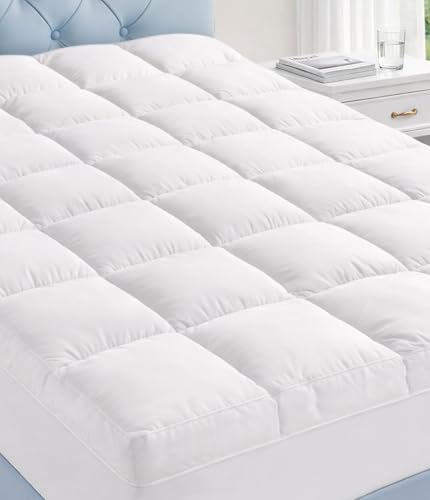 Queen Cotton Mattress Topper - Extra Thick Pillow Top Bed Pad