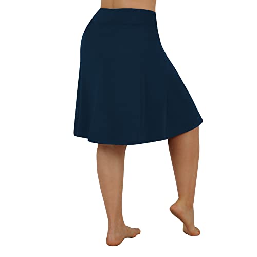 Women Plus Size Knee Length Running Skorts with Pockets - Navy 3X