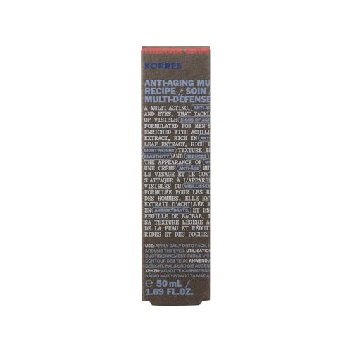 KORRES Athenian Grooming Anti-Ageing Face & Eye Cream with Achillea Millefolium & Baobab Leaf Extracts, Reduces Fine Lines, Smooths Wrinkles & Puffiness, Vegan, For Men, 1.69 fl oz