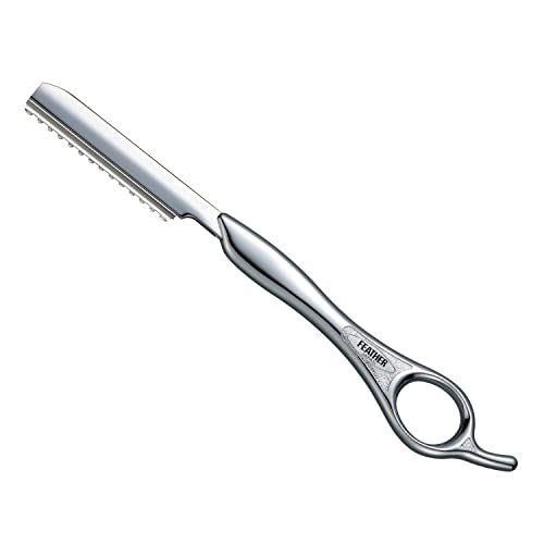 Feather Razor Hair Cutting Razor with Long Handle - Silver, 18.6cm